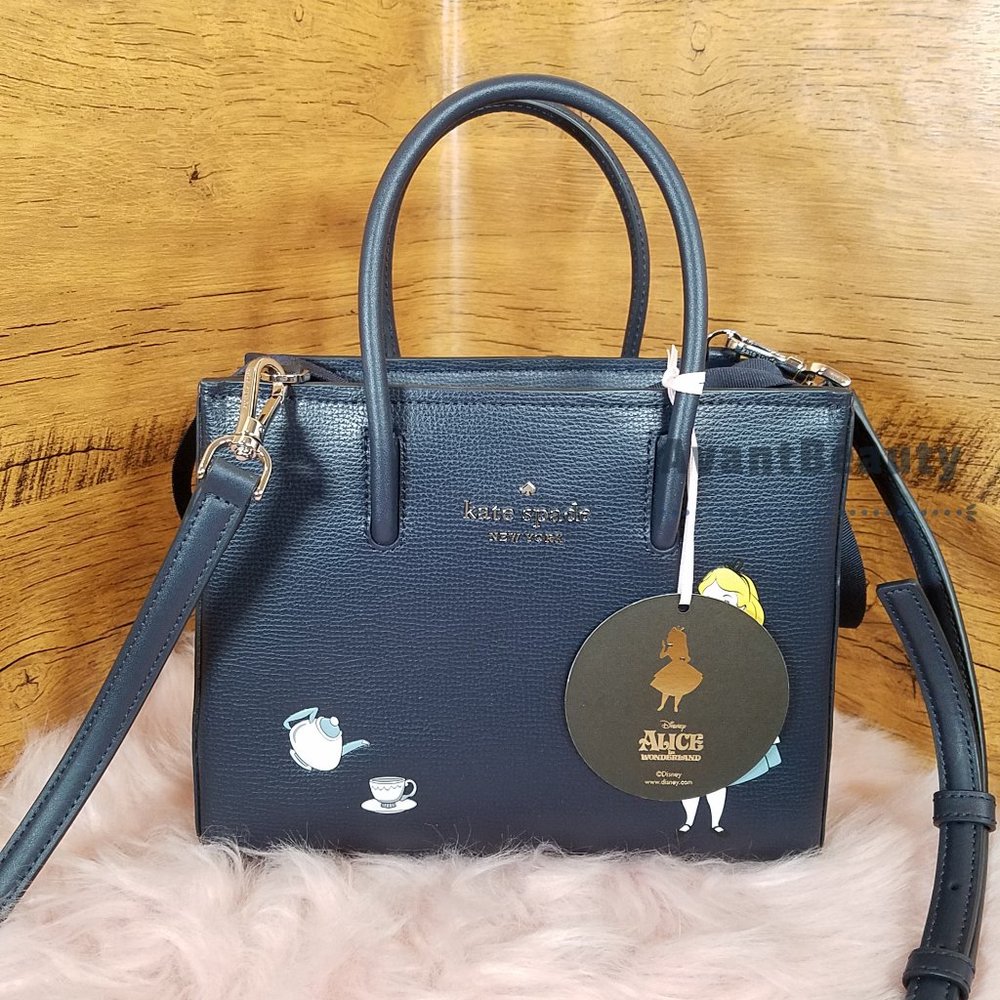 NWT Kate Spade Disney New York Alice in Wonderland Alice Shopper Tote $329 Blue - Picture 3 of 5